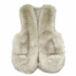2025新款秋冬仿狐狸毛皮草马甲女中长款休闲背心水貂毛毛外套坎肩
