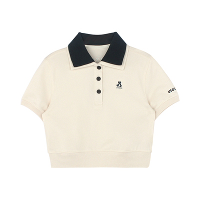 大耳象女童撞色polo领T恤2026夏季新款宝儿速干休闲运动薄上衣