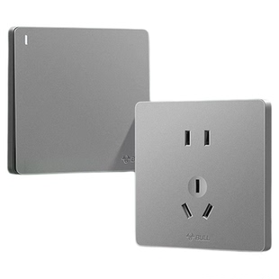 公牛开关插座面板86型家用墙壁开关插座五孔10A面板暗装多孔g12灰