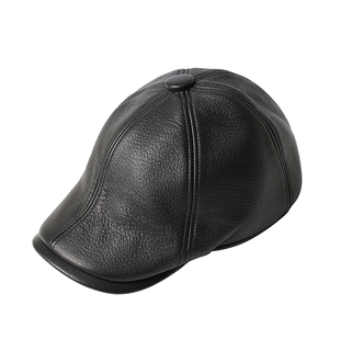 羊皮护耳前进帽 秋冬季爸爸鸭舌帽 老人爷爷保暖帽中老年帽子