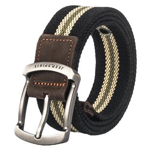 JEEP美国品牌针扣高档帆布腰带男女通用百搭休闲皮带潮款2026新款