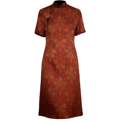 真丝香云纱妈妈婚宴装订婚礼服女