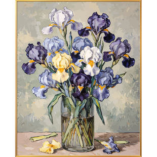 瓶中花数字油画diy填充画画填色油彩画丙烯涂色手工手绘花卉风景