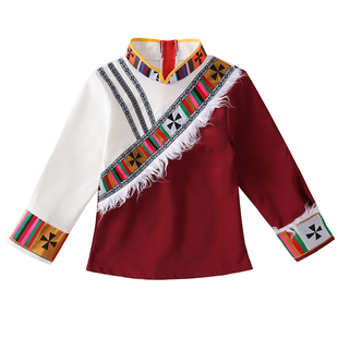 新款儿童藏族舞蹈演出服装次仁拉索男女童藏族吉祥热巴鼓民族舞