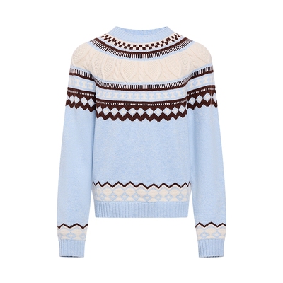 LILY费尔岛提花圆领套头针织衫