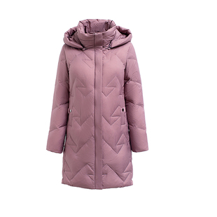 雅鹿中老年妈妈装中长款羽绒服女加厚新款品牌时尚外套活帽