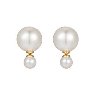 赵露思同款双面珍珠耳环女前后两戴轻奢耳钉高级耳饰品S925纯银针