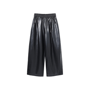 西町村屋简约风哈伦裤女装2025冬季新款柔软松紧腰皮裤XHAD10163