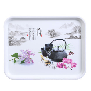 长方形家用茶盘托盘塑料创意水杯茶壶茶具托盘密胺餐厅酒店托盘