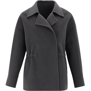 Mind Bridge女士短款大翻领毛呢外套冬收腰羊毛大衣2025年上衣