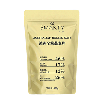 机灵麦片纯燕麦进口即食燕麦片隔夜免煮冲泡500g袋装早餐传统原味
