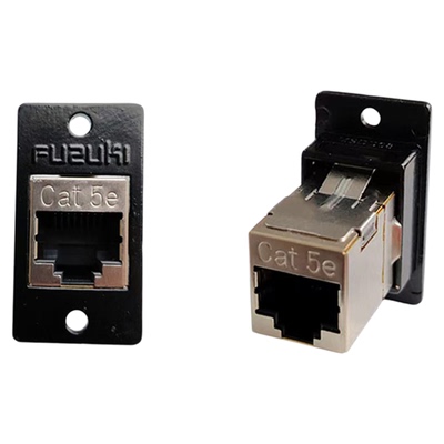 黑色面板安装网口对接头USB母座