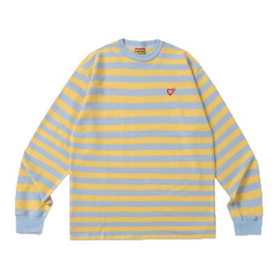 【现货】Humans Mades日系潮牌条纹长袖T恤宽松休闲圆领宽松男女