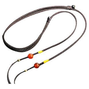 天珠吊坠挂绳横穿抖音男女款手工编织网红阿牛奋同款锁骨项链绳子