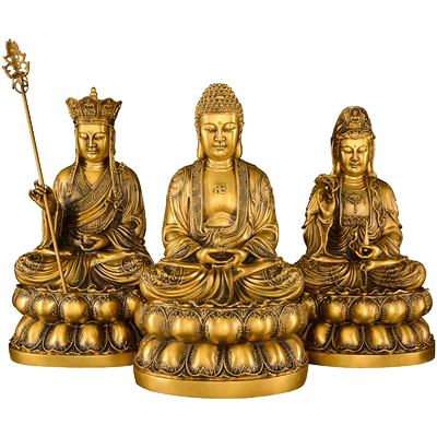 黄铜娑婆三圣佛像摆件