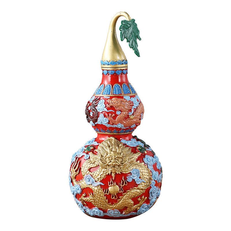 黄铜彩绘五龙葫芦摆件中式礼品