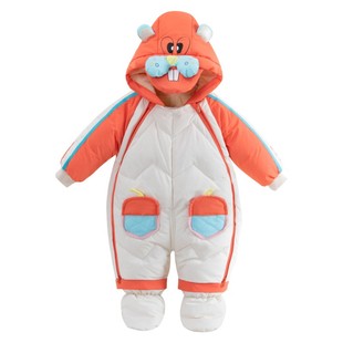 婴儿羽绒加厚连体衣服宝宝外出保暖羽绒服包脚抱被新生儿套装冬季