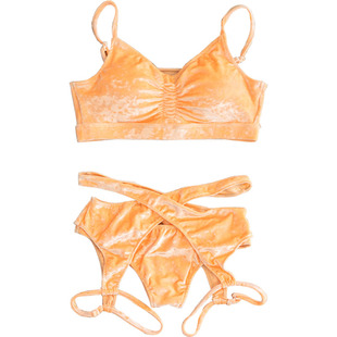 HOPEWIN钢管舞练功服表演性感丝绒演出服分体低腰商演大气舞蹈服