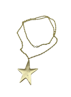 atmshop韩系哑光金属镶嵌五角星吊坠长款项链高级甜酷小众毛衣链