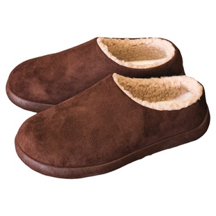 勃肯鞋男款冬季加绒一脚蹬外穿半拖鞋办公室懒人保暖轻便棉鞋Q105