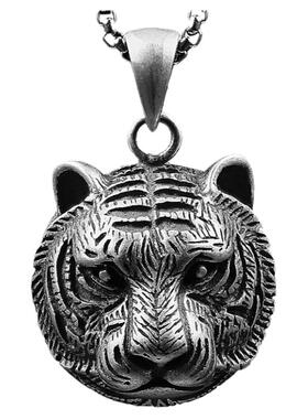 纯银老虎生肖吊坠男士项链虎虎生威小虎头霸气复古饰品礼物