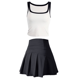 瑜伽短裤女高腰防走光速干网球裙普拉提健身套装运动裙裤透气薄夏