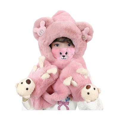 冬季儿童帽子加绒围巾手套一体