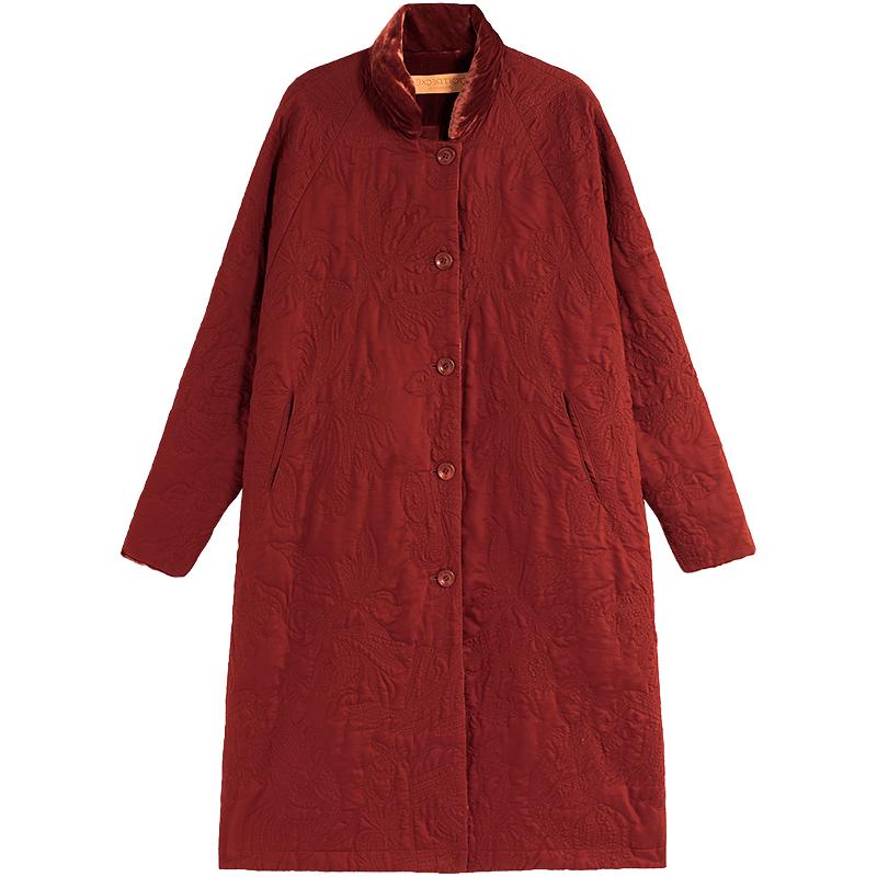 例外棉服女绣花外套女装日常实穿