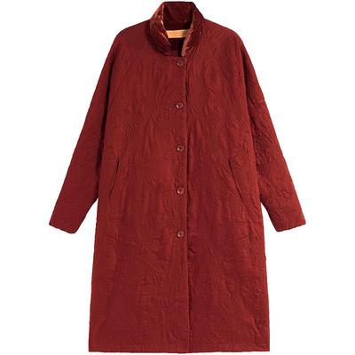 EXCEPTION例外女装冬棉衣中式绣花丝绒质感棉服外套女