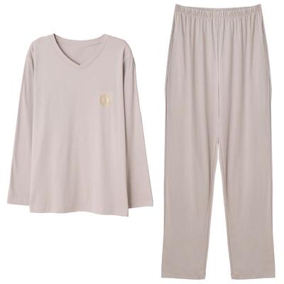 莫代尔秋薄款冰丝男式家居服套装