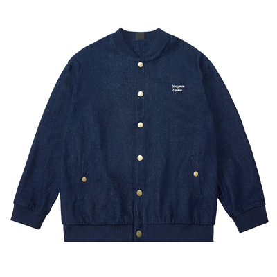 韦恩泽维尔牛仔外套宽松棒球领