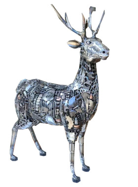 复古工业动物鹿摆件地铁庭院