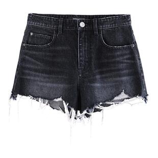 Miss Sixty牛仔短裤复古磨边破烂设计高腰性感热裤