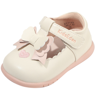 KIDSEDEN童鞋女童公主鞋秋季软底宝宝防滑宝宝鞋小女孩蝴蝶结皮鞋