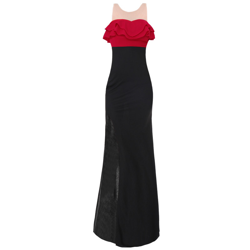 夜店性感拼接开叉晚礼服夏季新品