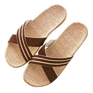 尤尔康亚麻拖鞋男士春夏季情侣居家室内地板厚底凉拖鞋女夏天家用