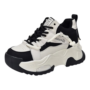 真皮大码女鞋2025秋冬新款厚底轻便增高老爹鞋韩版休闲鞋女