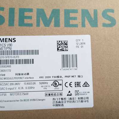 议价6SL3210-5FB10-8UF0西门子V90电机驱动器200-240 V1三相交流4
