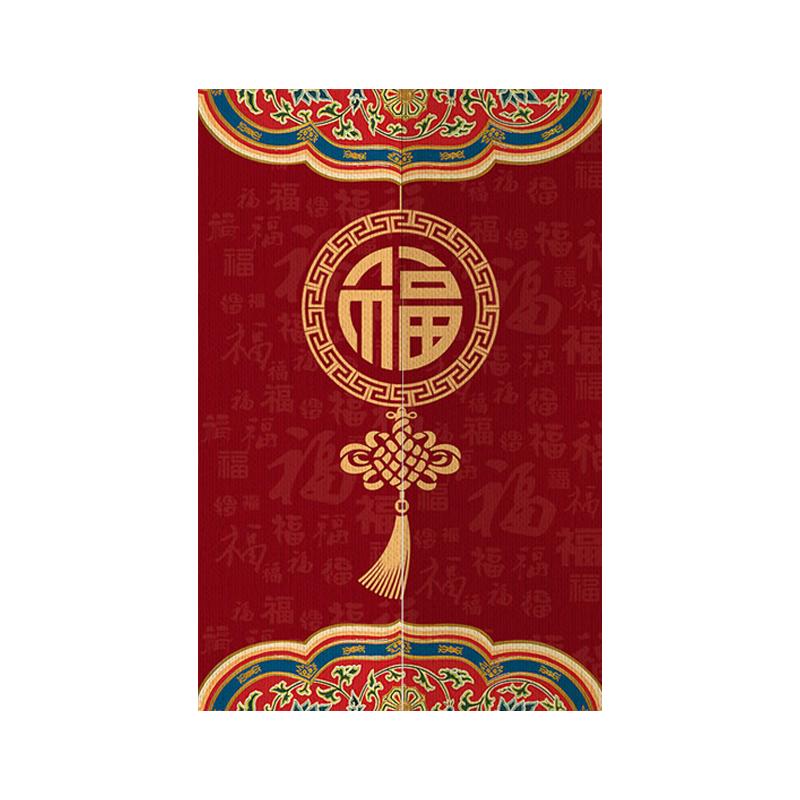 中式隔断帘免打孔门帘棉麻