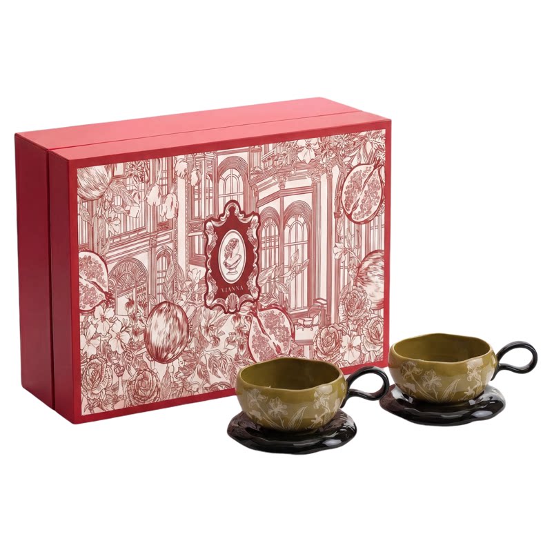 ROVANGO设计感陶瓷咖啡杯摩卡壶