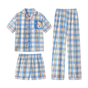 宫蝶【3件套】迪士尼爱丽丝睡衣女夏季凉感短袖可外穿家居服套装