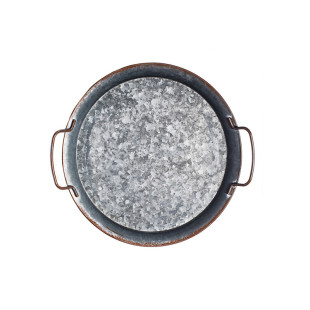 复古圆形做旧铁艺提手托盘美食拍照摄影道具家居装饰ins风收纳盘