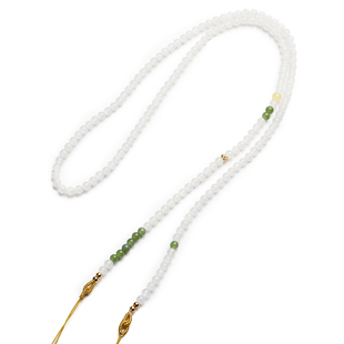 天然和田玉双耳吊坠配链锦鲤锁挂绳天珠配绳高档珠宝吊坠挂绳女款