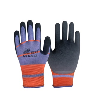 登升手套劳保正品一把手L668发泡防滑透气薄款工作干活浸胶乳胶