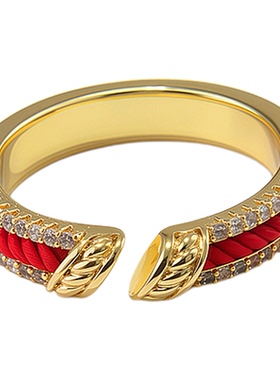 小众独特红绳满锆戒指女