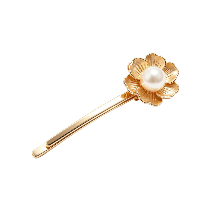 韩国直邮PIN OF JOSEON珍珠花漾发夹温柔东方感发饰金色线条花朵