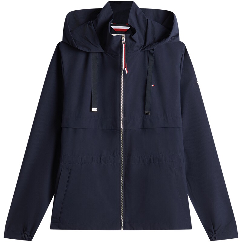 Tommy女小隐格肌理收腰连帽夹克