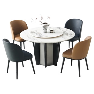 培迪圆形大理石餐桌现代简约桌椅组合餐厅桌子极简岩板家用饭桌
