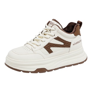 真皮大码女鞋41到43厚底小白鞋女2025秋冬新款超火加绒保暖棉鞋42