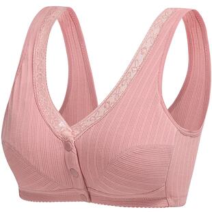 妈妈内衣文胸中年妇女美背纯棉中老年人前扣胸罩女无钢圈薄款背心